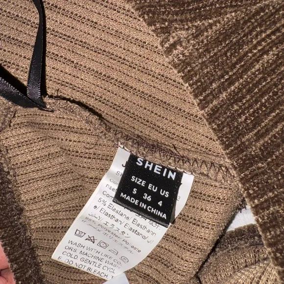 SHEIN Brown Ribbed Knit Top - Picture 3 of 8